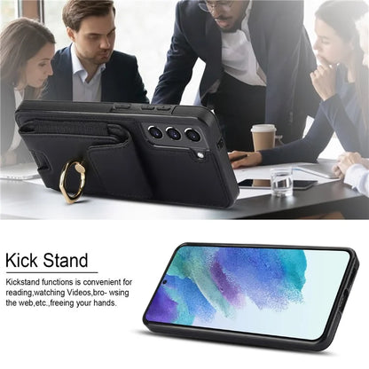 ForSamsung Galaxy S22 5G Anti-Drop Phone Case PU Leather + TPU Kickstand Phone Cover