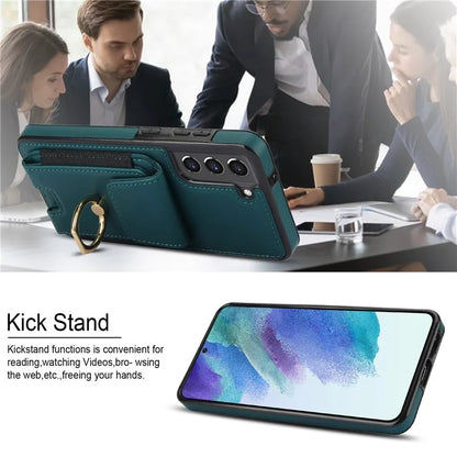 ForSamsung Galaxy S22 5G Anti-Drop Phone Case PU Leather + TPU Kickstand Phone Cover