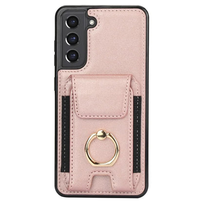 ForSamsung Galaxy S22 5G Anti-Drop Phone Case PU Leather + TPU Kickstand Phone Cover
