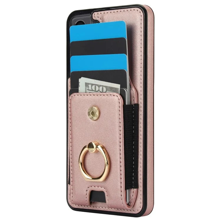 ForSamsung Galaxy S22 5G Anti-Drop Phone Case PU Leather + TPU Kickstand Phone Cover