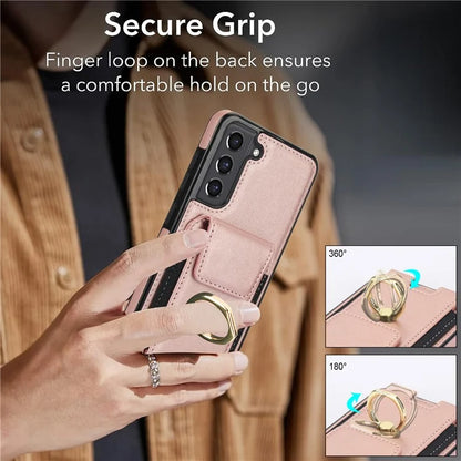 ForSamsung Galaxy S22 5G Anti-Drop Phone Case PU Leather + TPU Kickstand Phone Cover