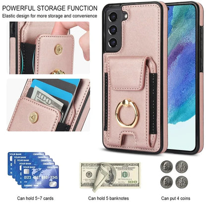 ForSamsung Galaxy S22 5G Anti-Drop Phone Case PU Leather + TPU Kickstand Phone Cover