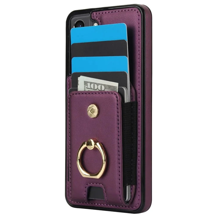 ForSamsung Galaxy S22 5G Anti-Drop Phone Case PU Leather + TPU Kickstand Phone Cover