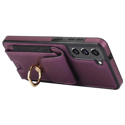 ForSamsung Galaxy S22 5G Anti-Drop Phone Case PU Leather + TPU Kickstand Phone Cover