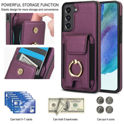 ForSamsung Galaxy S22 5G Anti-Drop Phone Case PU Leather + TPU Kickstand Phone Cover