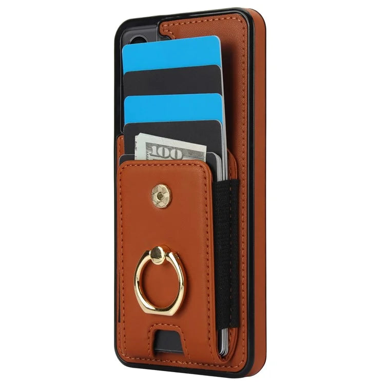 ForSamsung Galaxy S22 5G Anti-Drop Phone Case PU Leather + TPU Kickstand Phone Cover