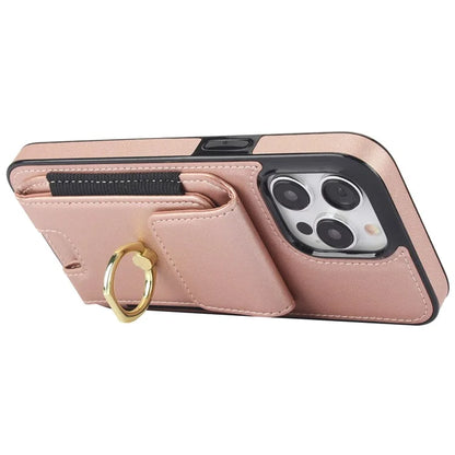 For iPhone 14 Pro Max Case Card Holder Kickstand Leather Coated TPU Phone Cover