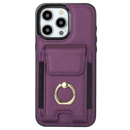 For iPhone 14 Pro Max Case Card Holder Kickstand Leather Coated TPU Phone Cover