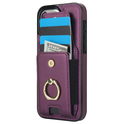 For iPhone 14 Pro Max Case Card Holder Kickstand Leather Coated TPU Phone Cover