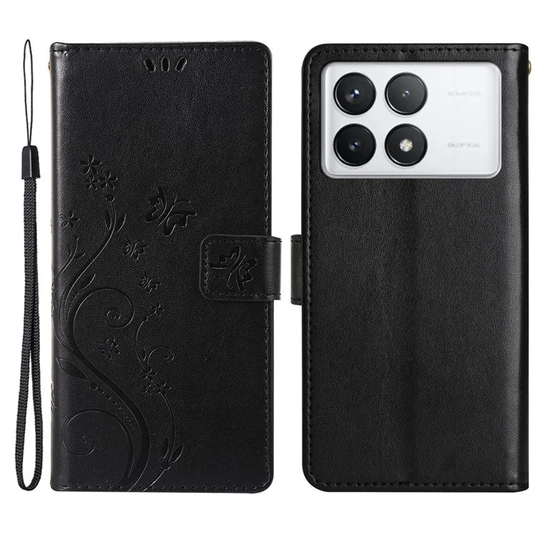For Xiaomi Redmi K70E 5G / Poco X6 Pro 5G Case Butterfly Pattern Wallet Style Leather Phone Cover