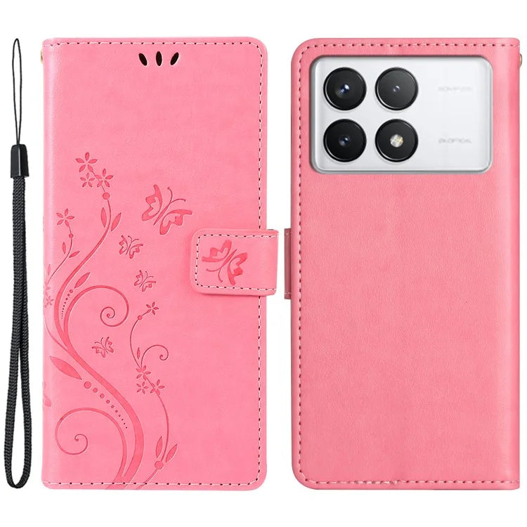 For Xiaomi Redmi K70E 5G / Poco X6 Pro 5G Case Butterfly Pattern Wallet Style Leather Phone Cover