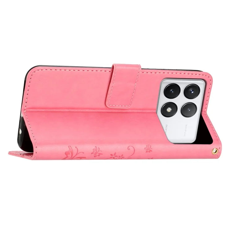 For Xiaomi Redmi K70E 5G / Poco X6 Pro 5G Case Butterfly Pattern Wallet Style Leather Phone Cover