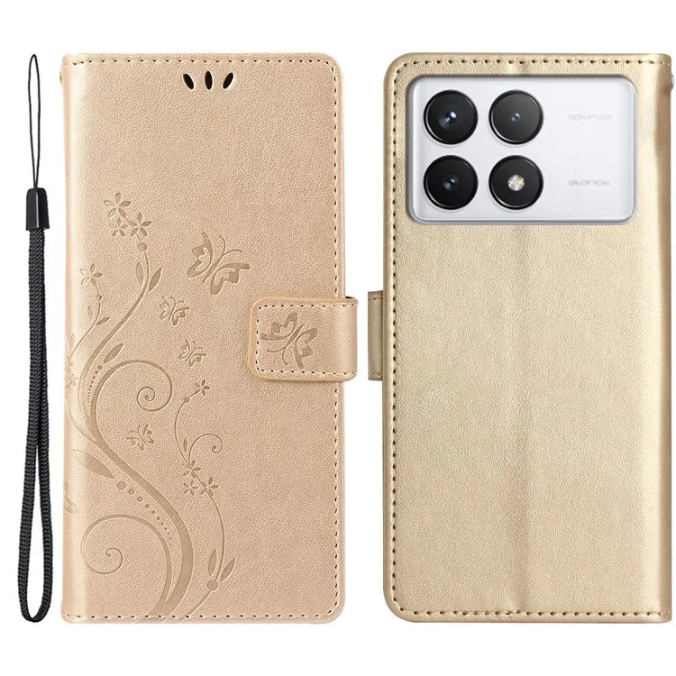 For Xiaomi Redmi K70E 5G / Poco X6 Pro 5G Case Butterfly Pattern Wallet Style Leather Phone Cover