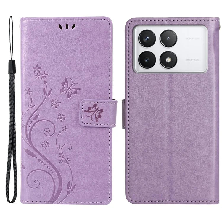 For Xiaomi Redmi K70E 5G / Poco X6 Pro 5G Case Butterfly Pattern Wallet Style Leather Phone Cover