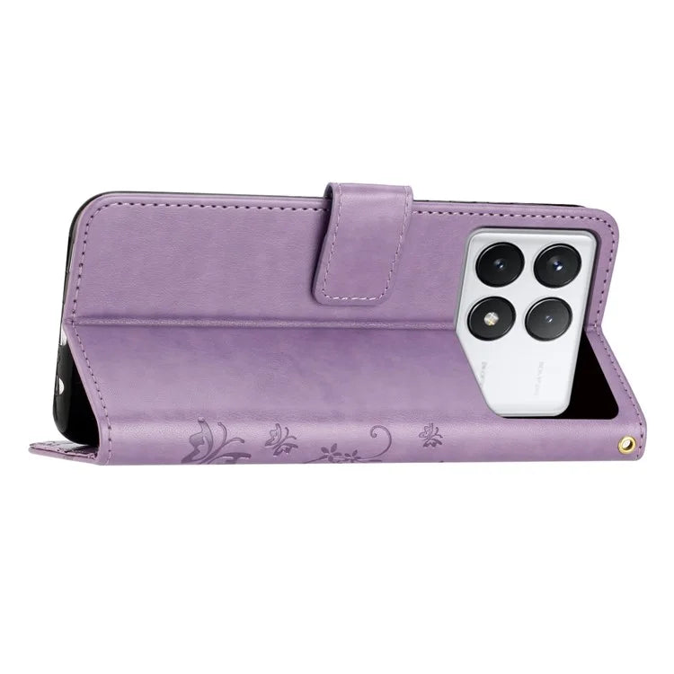 For Xiaomi Redmi K70E 5G / Poco X6 Pro 5G Case Butterfly Pattern Wallet Style Leather Phone Cover