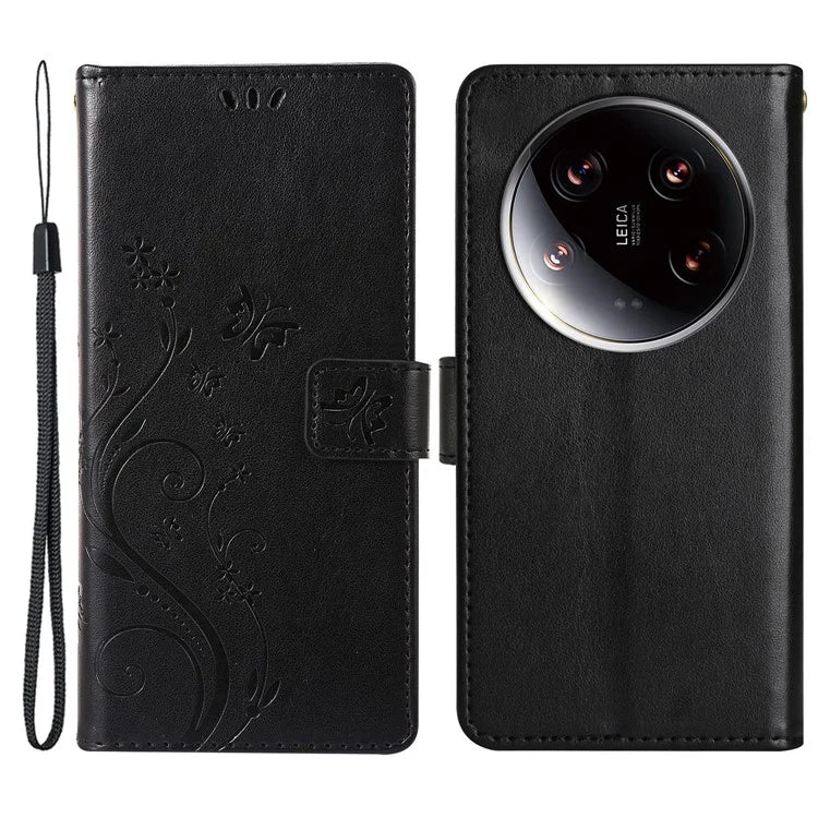For Xiaomi 14 Ultra Wallet Phone Case Butterfly Pattern PU Leather Flip Cover