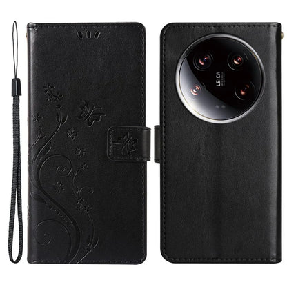 For Xiaomi 14 Ultra Wallet Phone Case Butterfly Pattern PU Leather Flip Cover