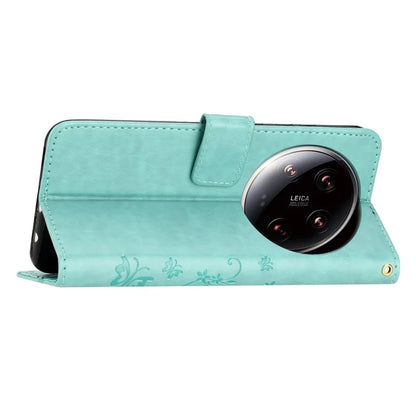 For Xiaomi 14 Ultra Wallet Phone Case Butterfly Pattern PU Leather Flip Cover