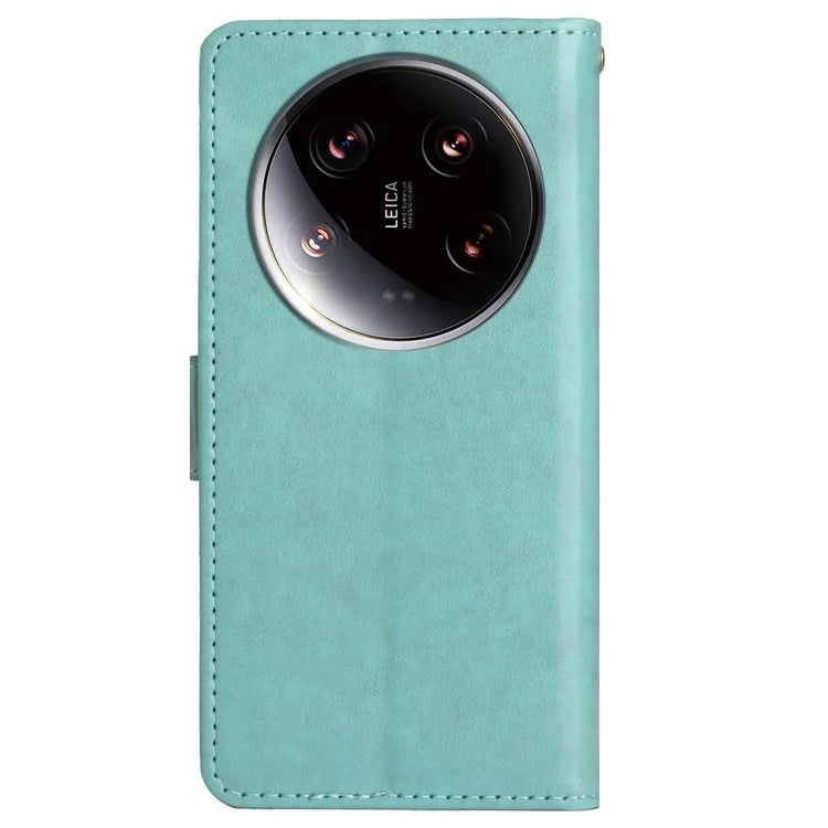 For Xiaomi 14 Ultra Wallet Phone Case Butterfly Pattern PU Leather Flip Cover