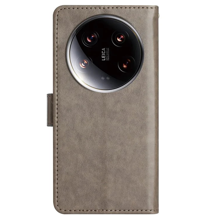 For Xiaomi 14 Ultra Wallet Phone Case Butterfly Pattern PU Leather Flip Cover