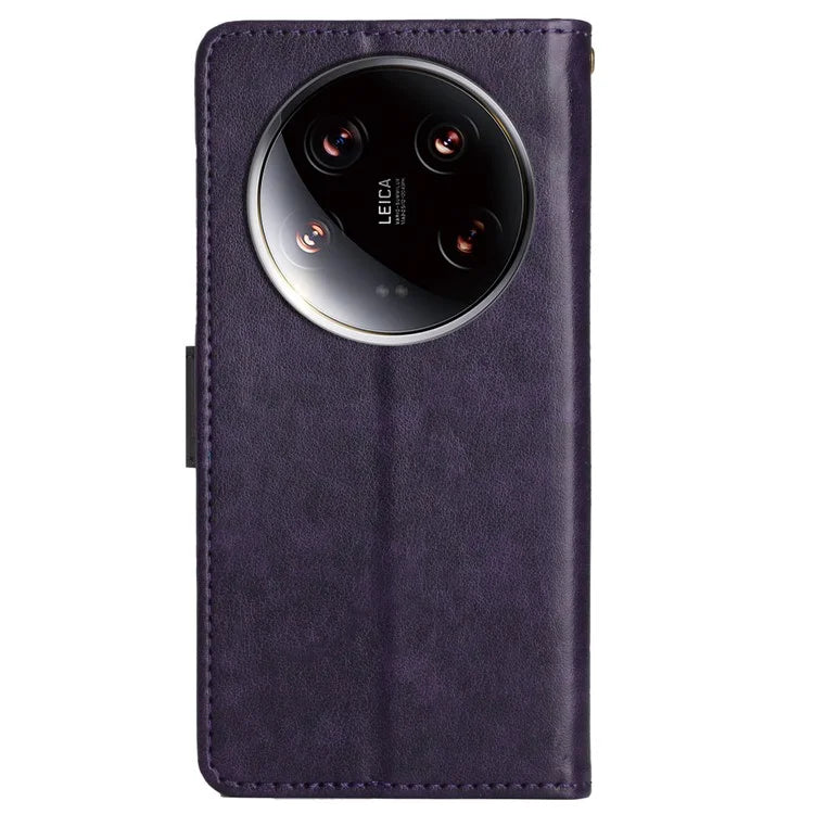 For Xiaomi 14 Ultra Wallet Phone Case Butterfly Pattern PU Leather Flip Cover