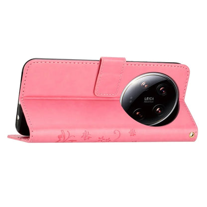 For Xiaomi 14 Ultra Wallet Phone Case Butterfly Pattern PU Leather Flip Cover