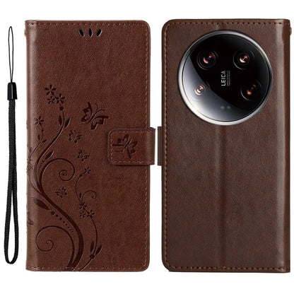 For Xiaomi 14 Ultra Wallet Phone Case Butterfly Pattern PU Leather Flip Cover