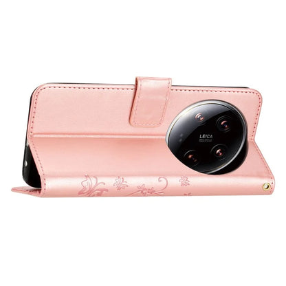 For Xiaomi 14 Ultra Wallet Phone Case Butterfly Pattern PU Leather Flip Cover