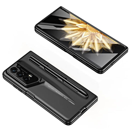 For Honor Magic Vs2 5G Case with Stylus 918 Series Hard PC Phone Shell Built-In Tempered Glass Film