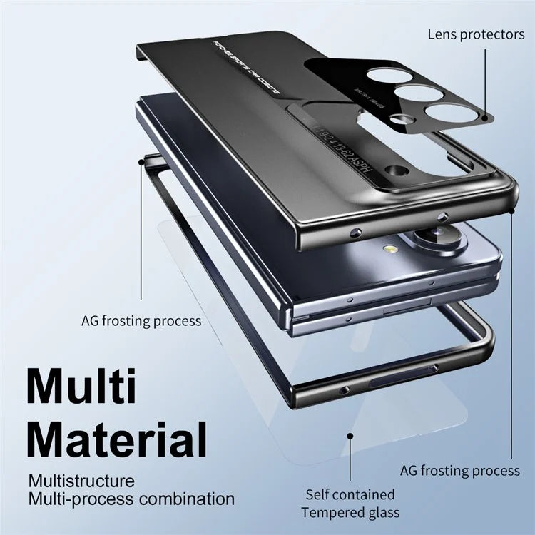 For Samsung Galaxy Z Fold5 5G Case 918 Series Built-In Tempered Glass Film PC Phone Cover with Stylus
