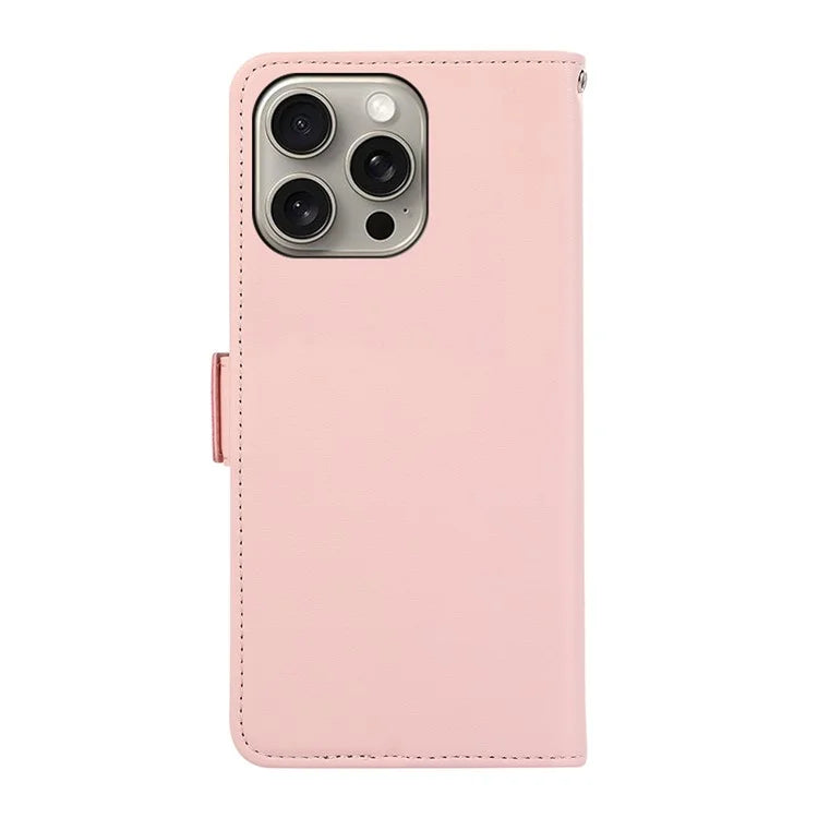 ABEEL For iPhone 15 Pro Phone Case RFID Blocking Wallet PU Leather Shockproof Shell