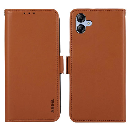 ABEEL For Samsung Galaxy A04 4G (164.4 x 76.3 x 9.1 mm) PU Leather Wallet Stand Case RFID Blocking Phone Shell