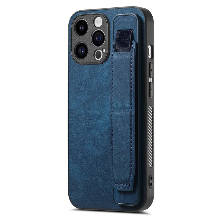 D11 For iPhone 13 Pro Max Case Kickstand PU Leather+TPU Phone Back Cover