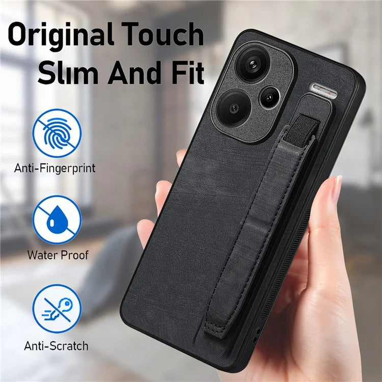 D11 For Xiaomi Redmi Note 13 Pro 5G / Poco X6 5G Case Wristband Design Leather+TPU Phone Cover