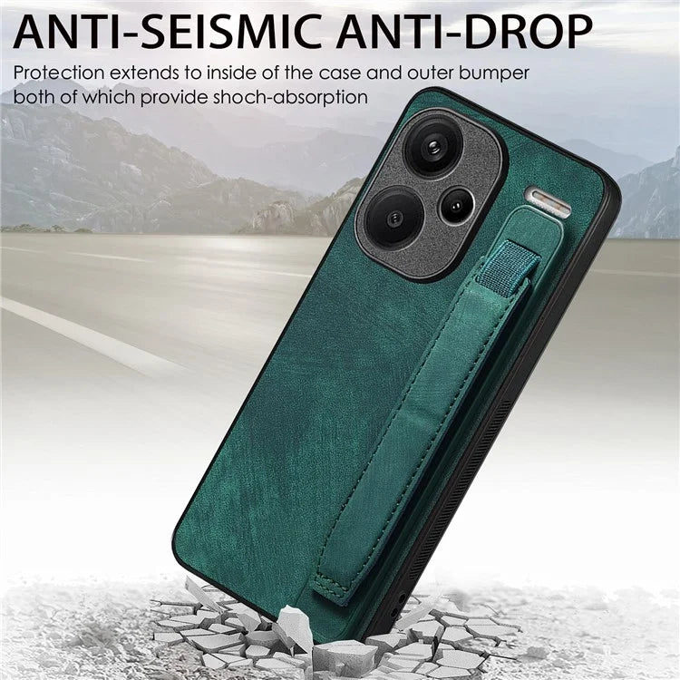 D11 For Xiaomi Redmi Note 13 Pro 5G / Poco X6 5G Case Wristband Design Leather+TPU Phone Cover