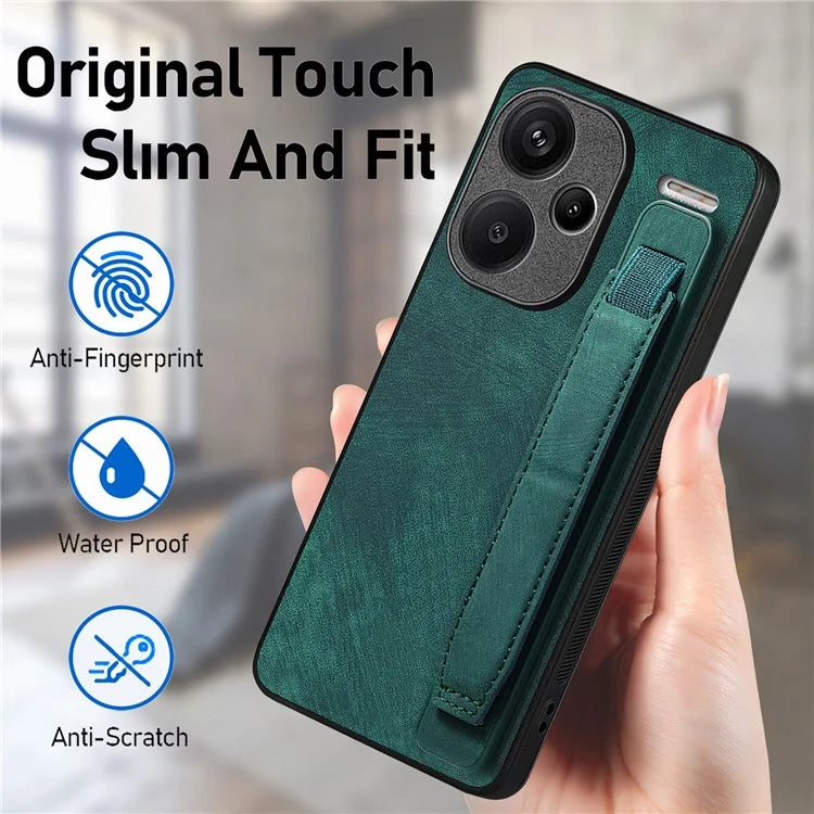 D11 For Xiaomi Redmi Note 13 Pro 5G / Poco X6 5G Case Wristband Design Leather+TPU Phone Cover