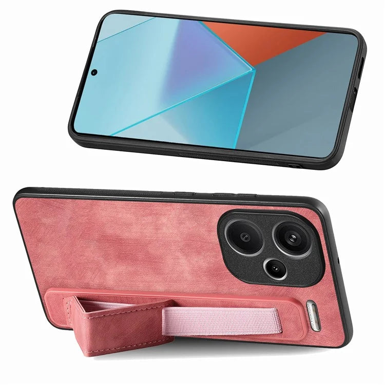 D11 For Xiaomi Redmi Note 13 Pro 5G / Poco X6 5G Case Wristband Design Leather+TPU Phone Cover