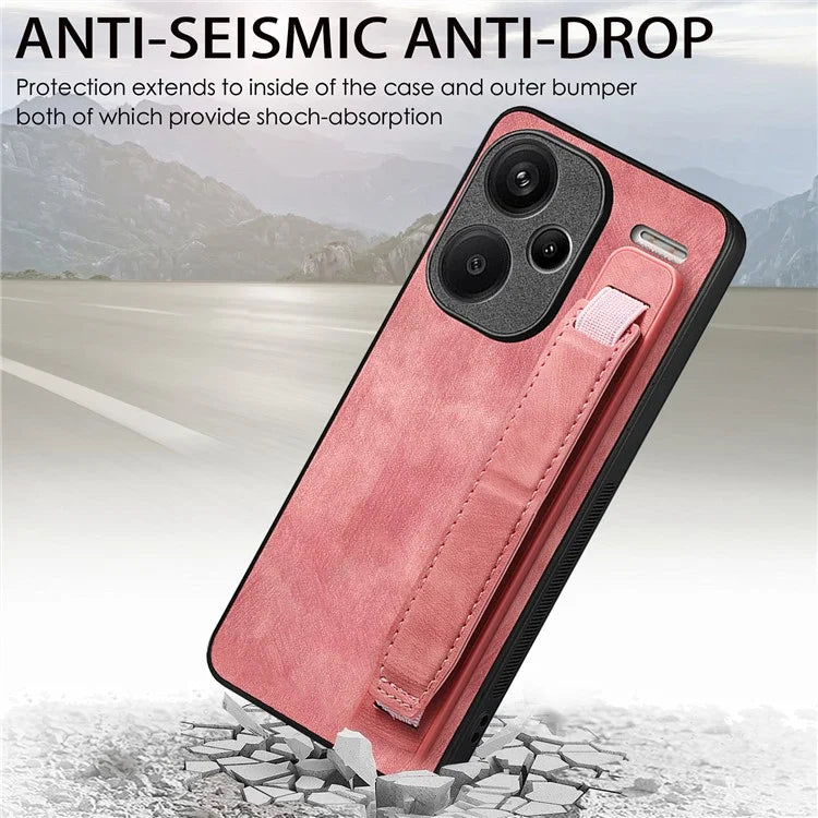 D11 For Xiaomi Redmi Note 13 Pro 5G / Poco X6 5G Case Wristband Design Leather+TPU Phone Cover
