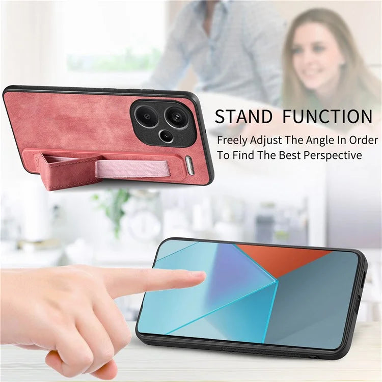 D11 For Xiaomi Redmi Note 13 Pro 5G / Poco X6 5G Case Wristband Design Leather+TPU Phone Cover