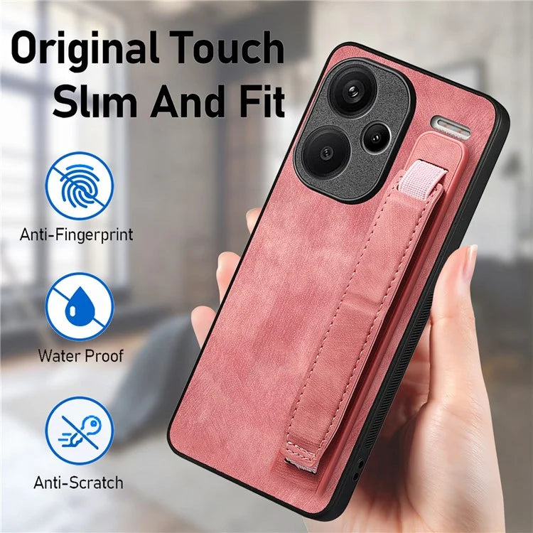 D11 For Xiaomi Redmi Note 13 Pro 5G / Poco X6 5G Case Wristband Design Leather+TPU Phone Cover