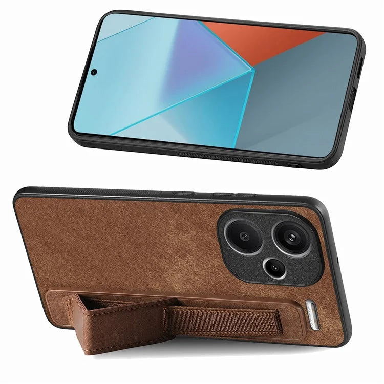 D11 For Xiaomi Redmi Note 13 Pro 5G / Poco X6 5G Case Wristband Design Leather+TPU Phone Cover