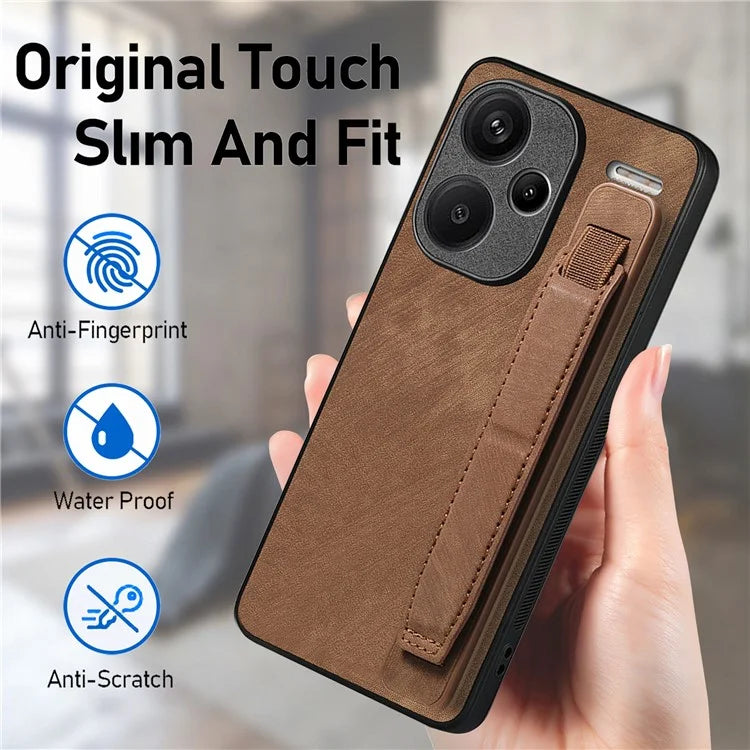 D11 For Xiaomi Redmi Note 13 Pro 5G / Poco X6 5G Case Wristband Design Leather+TPU Phone Cover
