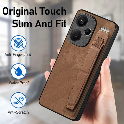 D11 For Xiaomi Redmi Note 13 Pro 5G / Poco X6 5G Case Wristband Design Leather+TPU Phone Cover