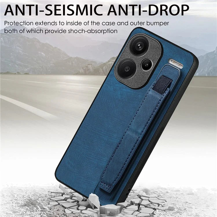 D11 For Xiaomi Redmi Note 13 Pro 5G / Poco X6 5G Case Wristband Design Leather+TPU Phone Cover