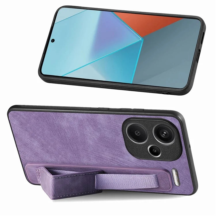D11 For Xiaomi Redmi Note 13 Pro 5G / Poco X6 5G Case Wristband Design Leather+TPU Phone Cover