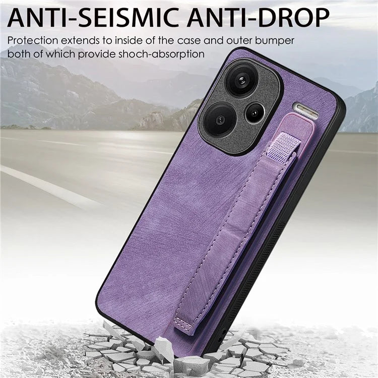D11 For Xiaomi Redmi Note 13 Pro 5G / Poco X6 5G Case Wristband Design Leather+TPU Phone Cover