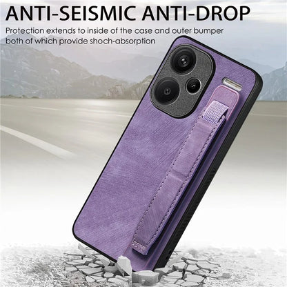 D11 For Xiaomi Redmi Note 13 Pro 5G / Poco X6 5G Case Wristband Design Leather+TPU Phone Cover
