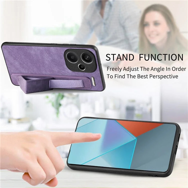 D11 For Xiaomi Redmi Note 13 Pro 5G / Poco X6 5G Case Wristband Design Leather+TPU Phone Cover