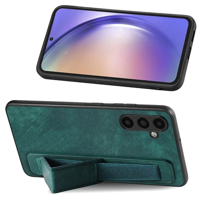 D11 For Samsung Galaxy A14 4G / 5G Case Wristband Kickstand PU Leather+TPU Phone Cover