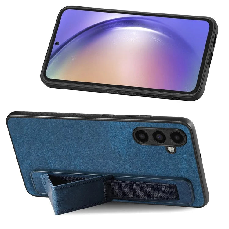 D11 For Samsung Galaxy A14 4G / 5G Case Wristband Kickstand PU Leather+TPU Phone Cover